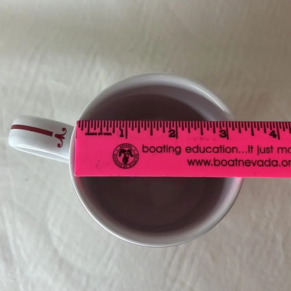 Sue La Table 16 Oz G Letter Coffee Tea Mug White Red 4 In Tall 3 1/4 In Diameter
